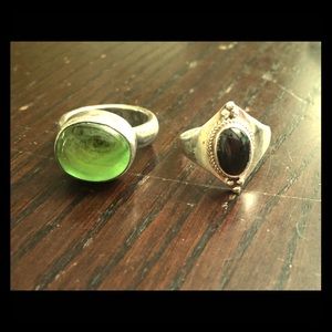 Two 925 silver rings, Miriam Salat & onyx